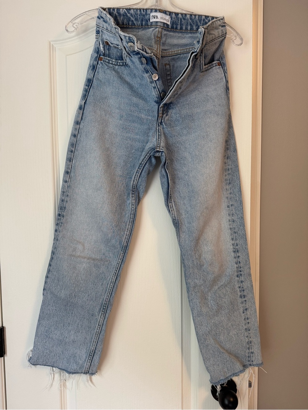 Zara Light Blue High-Rise Straight Jeans